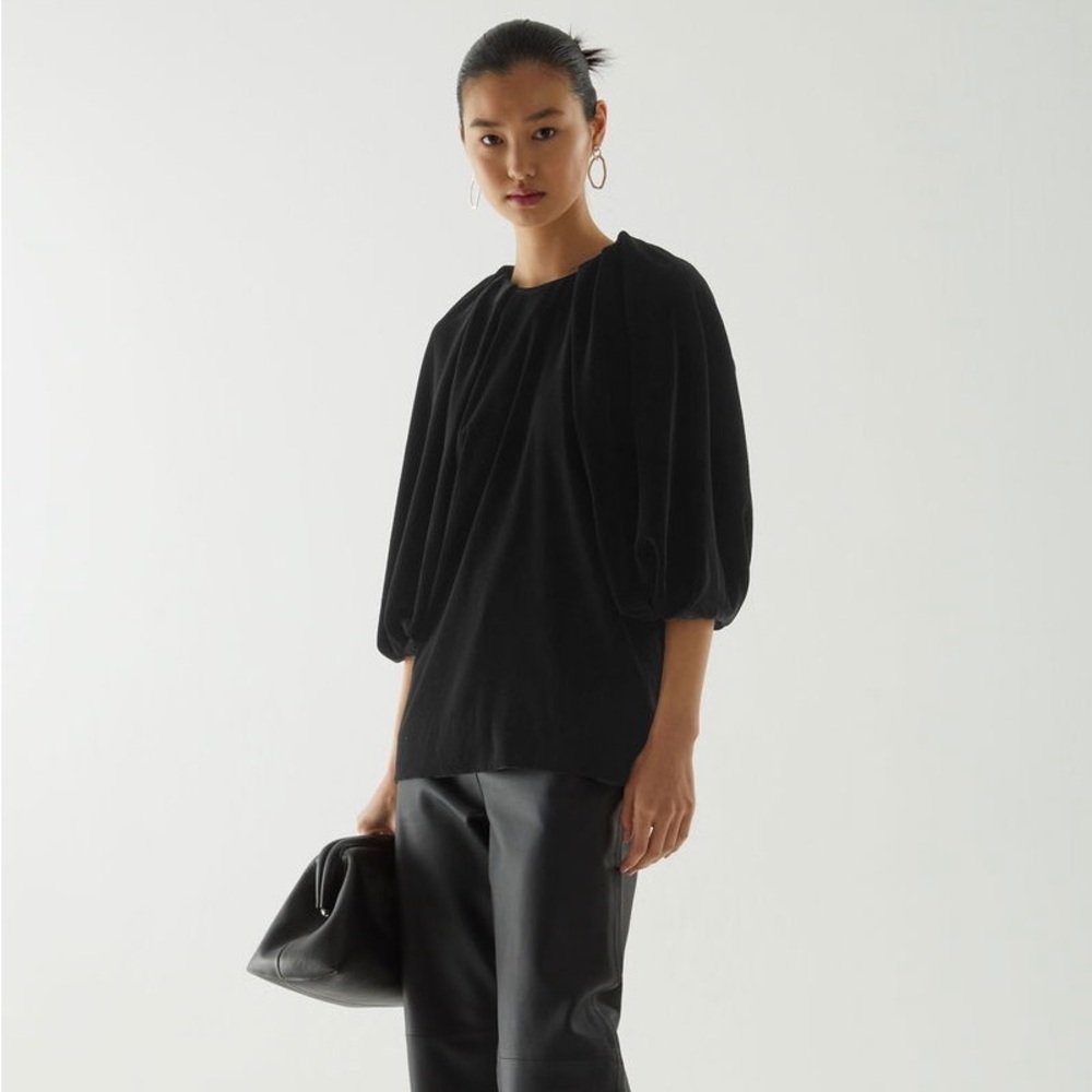 COS Black Balloon-Sleeve Blouse